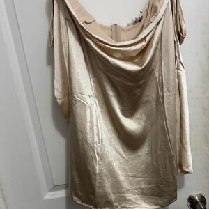 Elegant Gold Cowl Neck Dress/ princess polly
